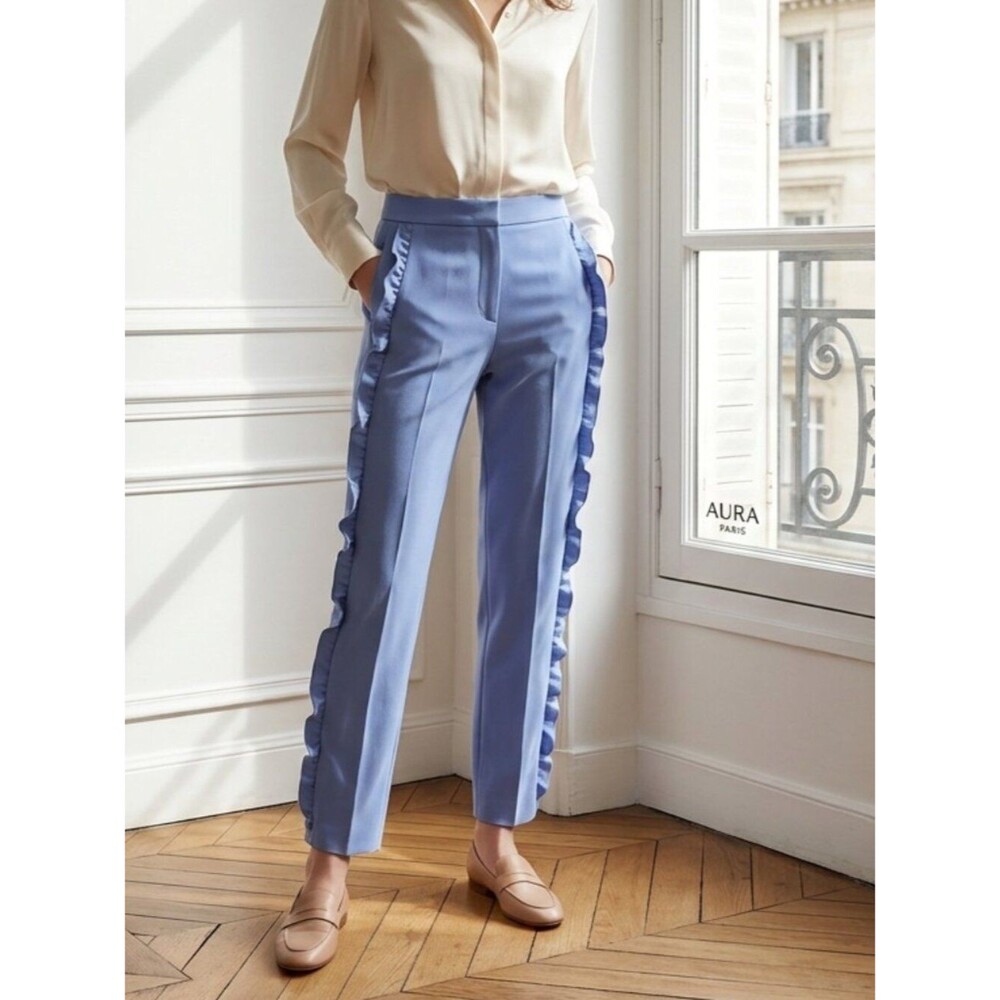 Romeo & Juliette Couture Baby Blue Ruffle Edge Pants Size Medium